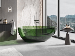 Mexen Glass baignoire autoportante transparente 170 x 85 cm, forest, bouchon chromé - 58061708502