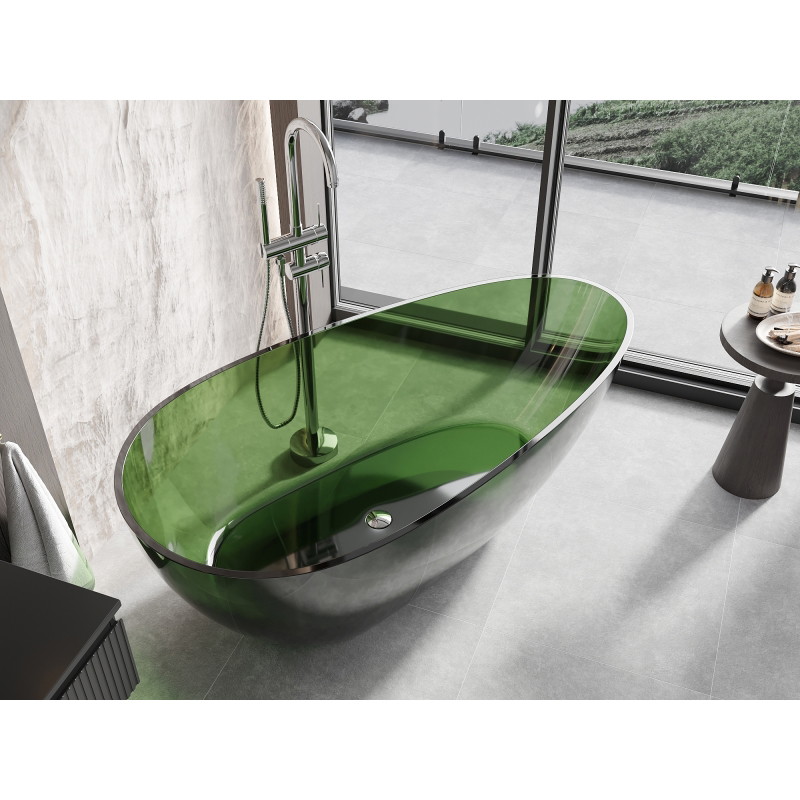 Mexen Glass baignoire autoportante transparente 170 x 85 cm, forest, bouchon chromé - 58061708502