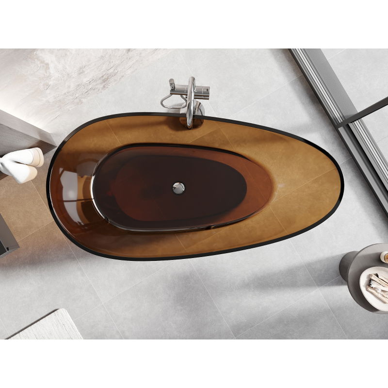 Mexen Glass baignoire autoportante transparente 170 x 85 cm, bouchon chromé - 58061708505