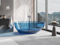 Mexen Glass baignoire autonome transparente 170 x 85 cm, denim, bouchon chromé - 58061708507