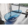 Mexen Glass baignoire autonome transparente 170 x 85 cm, denim, bouchon chromé - 58061708507