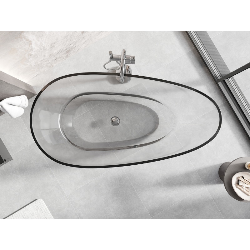 Mexen Glass baignoire autoportante transparente 170 x 85 cm, clear, bouchon chromé - 58061708508