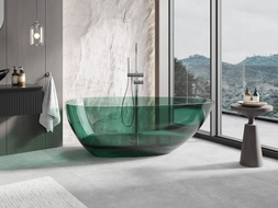 Mexen Glass baignoire autoportante transparente 170 x 85 cm, teal, bouchon chromé - 58061708511