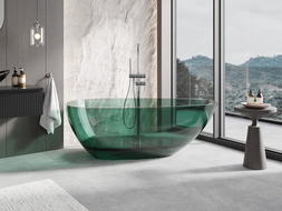 Mexen Glass teal baignoire autoportante transparente 170 x 85 cm, bouchon chromé - 58061708511