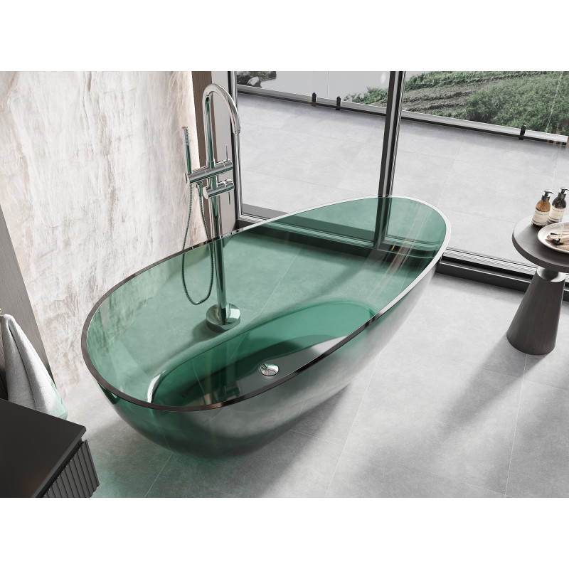 Mexen Glass baignoire autoportante transparente 170 x 85 cm, teal, bouchon chromé - 58061708511