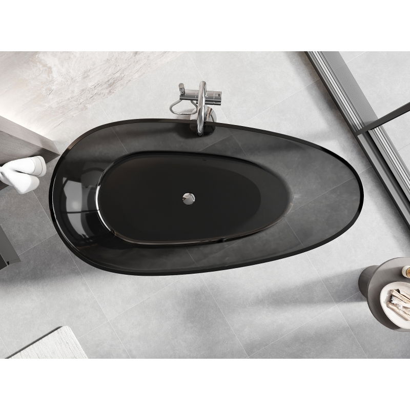 Mexen Glass noir baignoire autoportante transparente 160 x 80 cm, bonde chromée - 58061608013