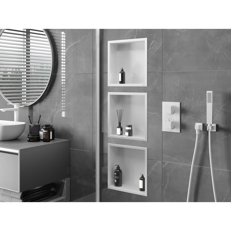 Mexen X-Wall-R étagère encastrée avec rebord 30 x 30 cm, blanche - 1920303010