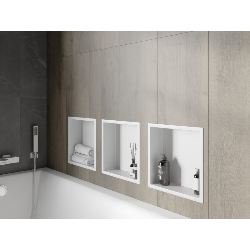 Mexen X-Wall-R étagère encastrée avec rebord 30 x 30 cm, blanche - 1920303010