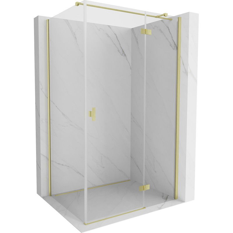 Mexen Mist H T cabine de douche pivotante droite 90 x 100 cm, transparent, or brossé - 8A5T-090-100-55-00-P