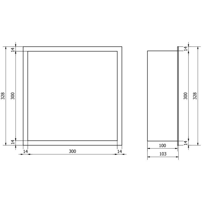 Mexen X-Wall-R étagère encastrée avec collerette 30 x 30 cm, or brossé - 1950303010