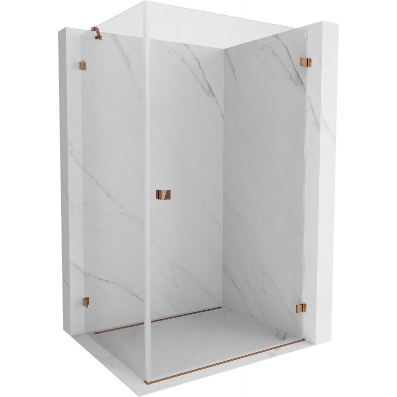 Cabine de douche pivotante droite Mexen Lunar-B 100 x 80 cm, transparent, or rose - 832-100-080-60-00-P