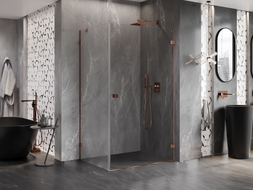 Mexen Lunar-B cabine de douche pivotante droite 100 x 80 cm, transparent, or rose - 832-100-080-60-00-P