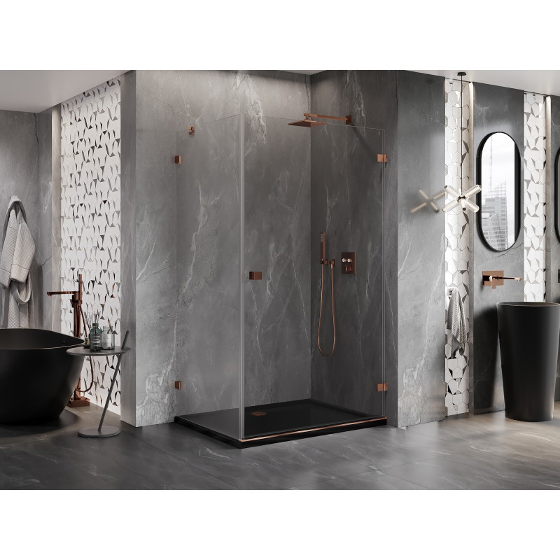 Mexen Lunar-B cabine de douche pivotante droite 95 x 90 cm, transparent, or rose - 832-095-090-60-00-P
