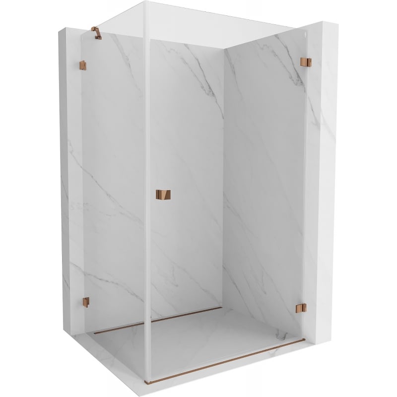 Mexen Lunar-B cabine de douche pivotante droite 100 x 90 cm, transparente, or rose - 832-100-090-60-00-P