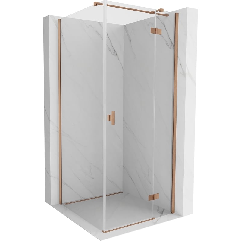 Mexen Mist-H T cabine de douche battante droite 70 x 70 cm, transparent, cuivre brossé - 8A5T-070-070-65-00-P