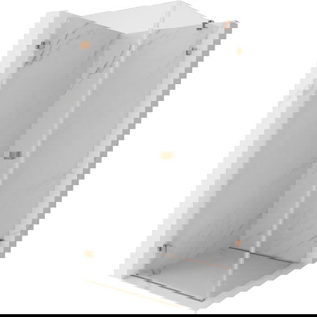 Mexen Lunar-B cabine de douche à charnières gauche 80 x 80 cm, transparent, cuivre brossé - 832-080-080-65-00-L