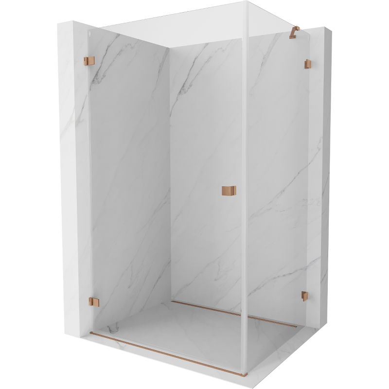 Mexen Lunar-B cabine de douche pivotante gauche 85 x 80 cm, transparent, cuivre brossé - 832-085-080-65-00-L
