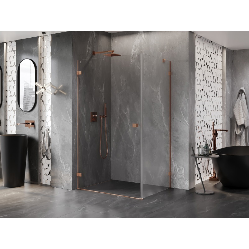 Mexen Lunar-B cabine de douche pivotante gauche 95 x 80 cm, transparent, cuivre brossé - 832-095-080-65-00-L