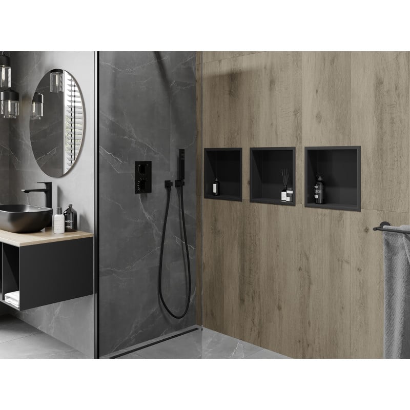 Mexen X-Wall-R niche avec rebord 30 x 30 cm, noire - 1970303010