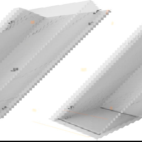 Cabine de douche à charnière gauche Mexen Lunar-B 95 x 90 cm, transparent, cuivre brossé - 832-095-090-65-00-L