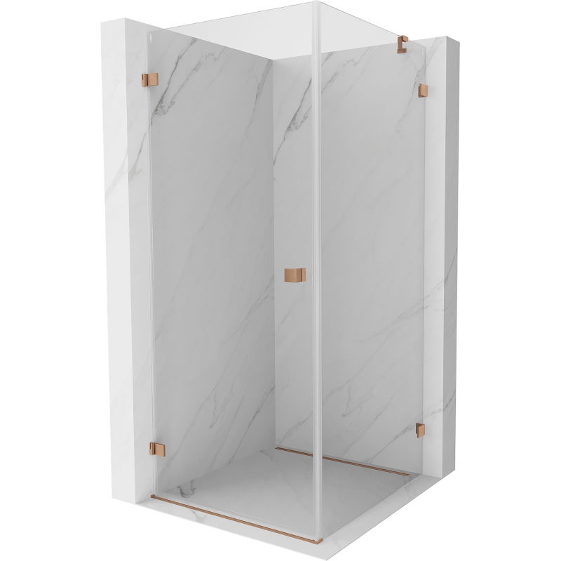 Mexen Lunar-B cabine de douche pivotante gauche 100 x 100 cm, transparent, cuivre brossé - 832-100-100-65-00-L