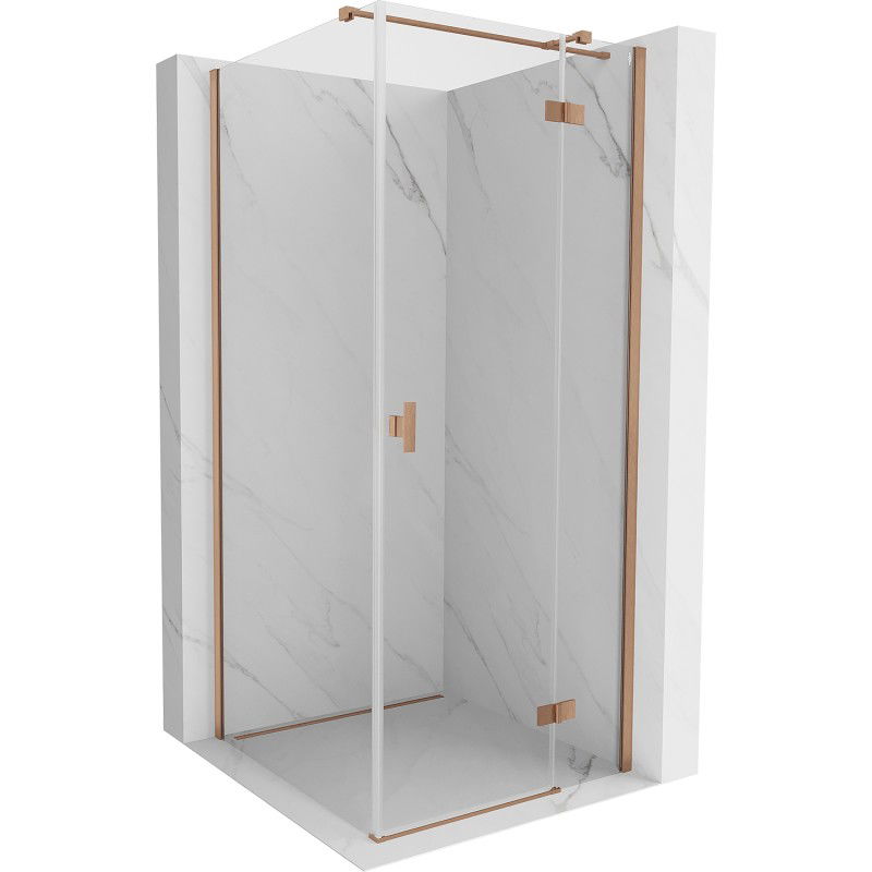 Mexen Mist H T cabine de douche pivotante droite 85 x 85 cm, transparent, cuivre brossé - 8A5T-085-085-65-00-P