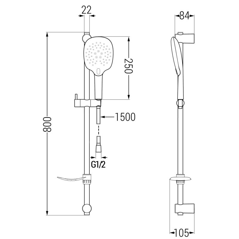 Mexen DF22 ensemble de douche coulissant, chromé - 785224582-00