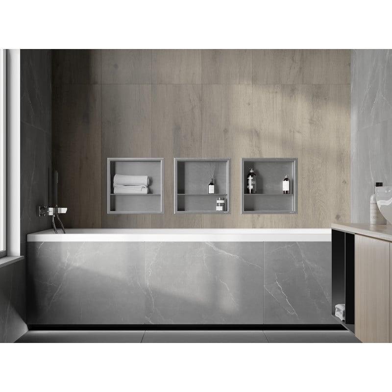 Mexen X-Wall-R étagère encastrée avec rebord et étagère 30 x 30 cm, inox - 1910303010S