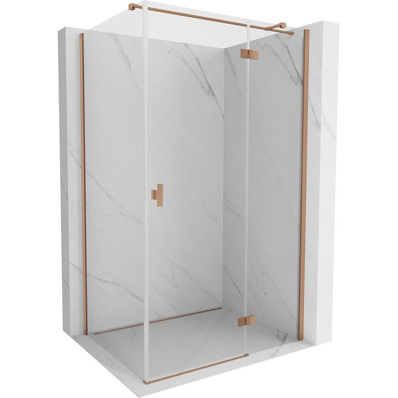 Mexen Mist-H T cabine de douche battante droite 75 x 90 cm, transparent, cuivre brossé - 8A5T-075-090-65-00-P