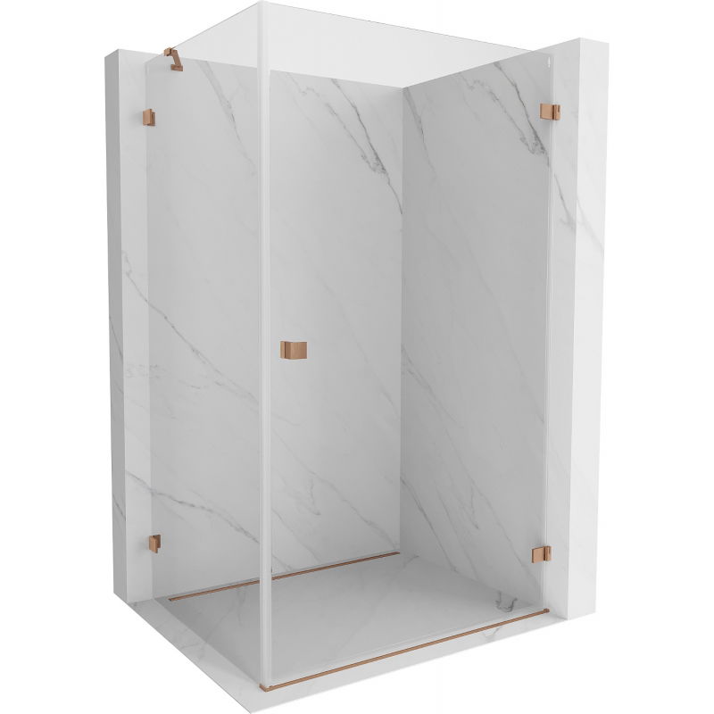 Mexen Lunar-B cabine de douche pivotante droite 100 x 70 cm, transparent, cuivre brossé - 832-100-070-65-00-P