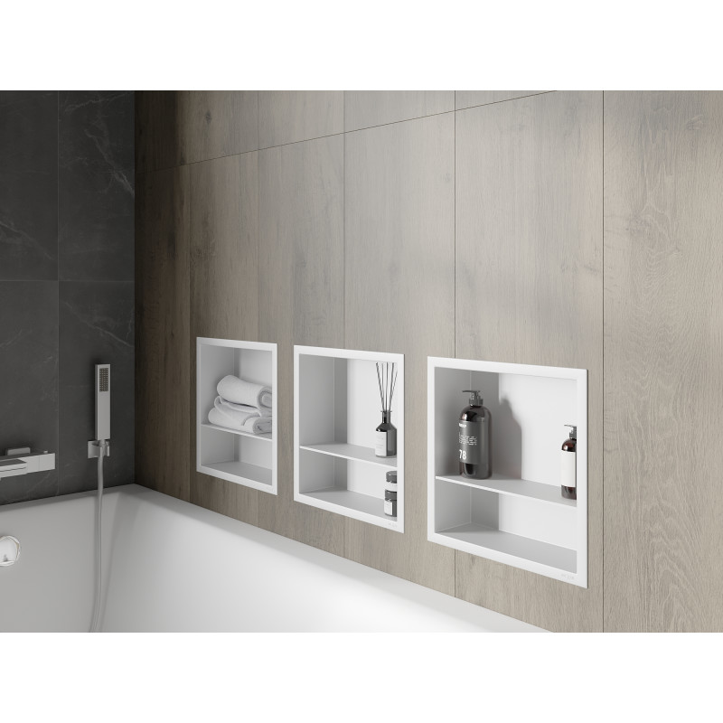 Mexen X-Wall-R étagère encastrée avec rebord et étagère 30 x 30 cm, blanche - 1920303010S