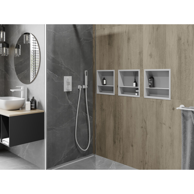 Mexen X-Wall-R étagère encastrée avec rebord et étagère 30 x 30 cm, blanche - 1920303010S