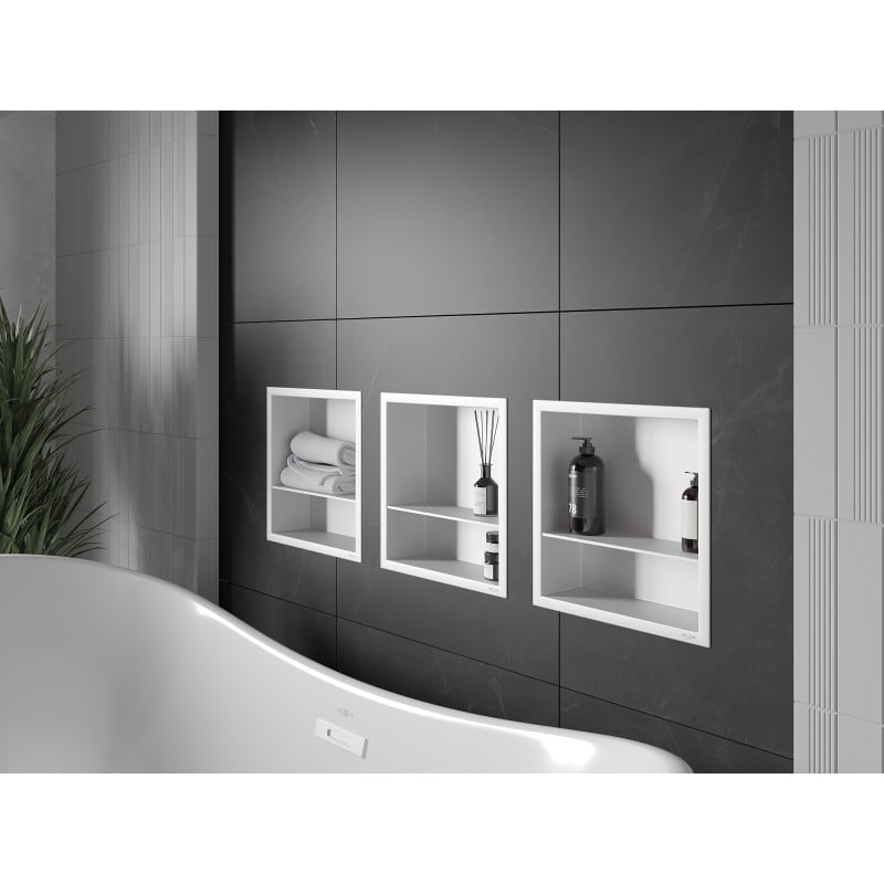 Mexen X-Wall-R étagère d'encastrement avec rebord et étagère 30 x 30 cm, blanche - 1920303010S