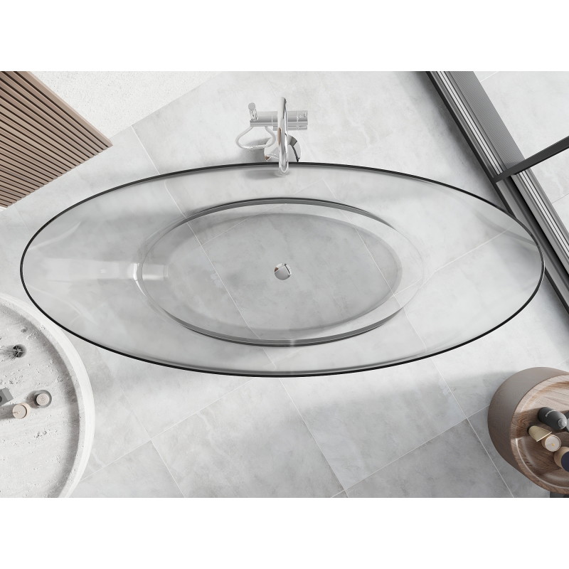 Mexen Vea baignoire autoportante transparente 180 x 80 cm, clear, bouchon chromé - 58091808008