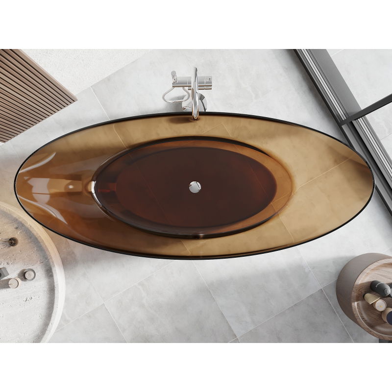 Mexen Vea earth baignoire autoportante transparente 180 x 80 cm, bouchon chromé - 58091808005