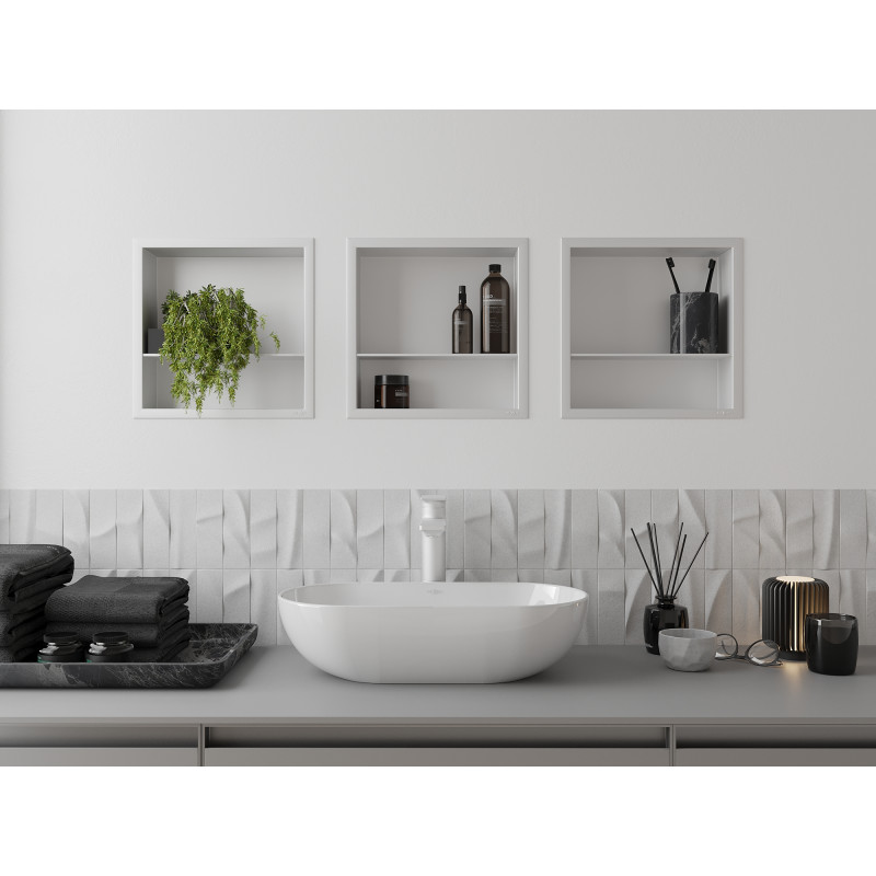 Mexen X-Wall-R étagère d'encastrement avec rebord et étagère 30 x 30 cm, blanche - 1920303010S