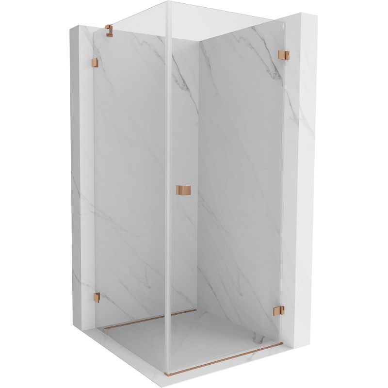 Mexen Lunar-B cabine de douche pivotante droite 100 x 100 cm, transparent, cuivre brossé - 832-100-100-65-00-P