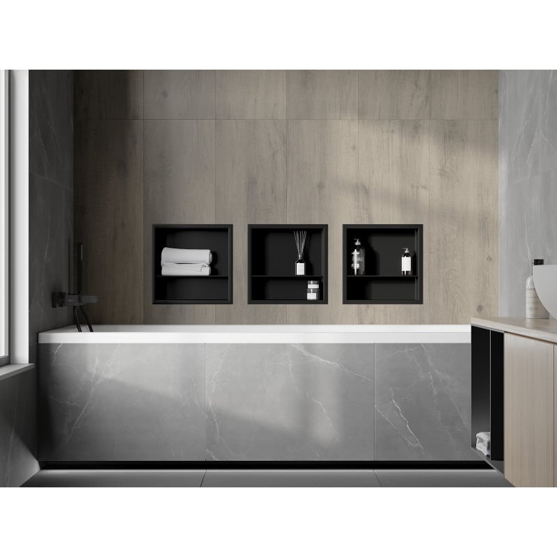 Mexen X-Wall-R étagère encastrable avec rebord et étagère 30 x 30 cm, noire - 1970303010S
