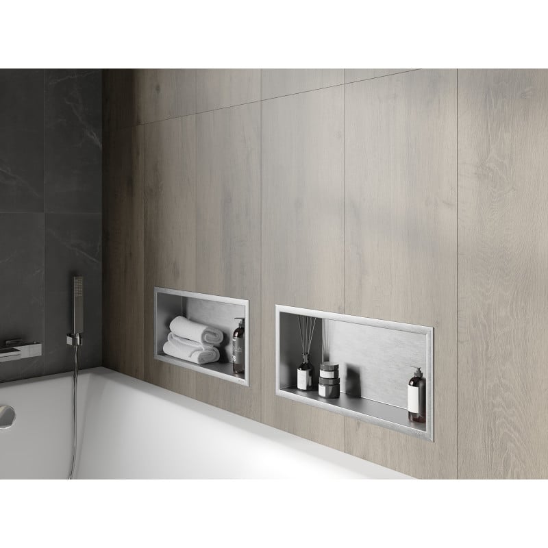 Mexen X-Wall-R étagère encastrée avec rebord 45 x 20 cm, inox - 1910452010
