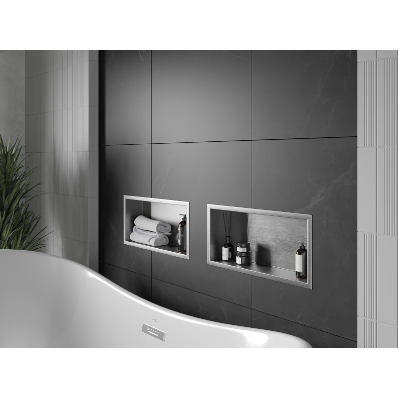 Mexen X-Wall-R étagère encastrée avec rebord 45 x 20 cm, inox - 1910452010