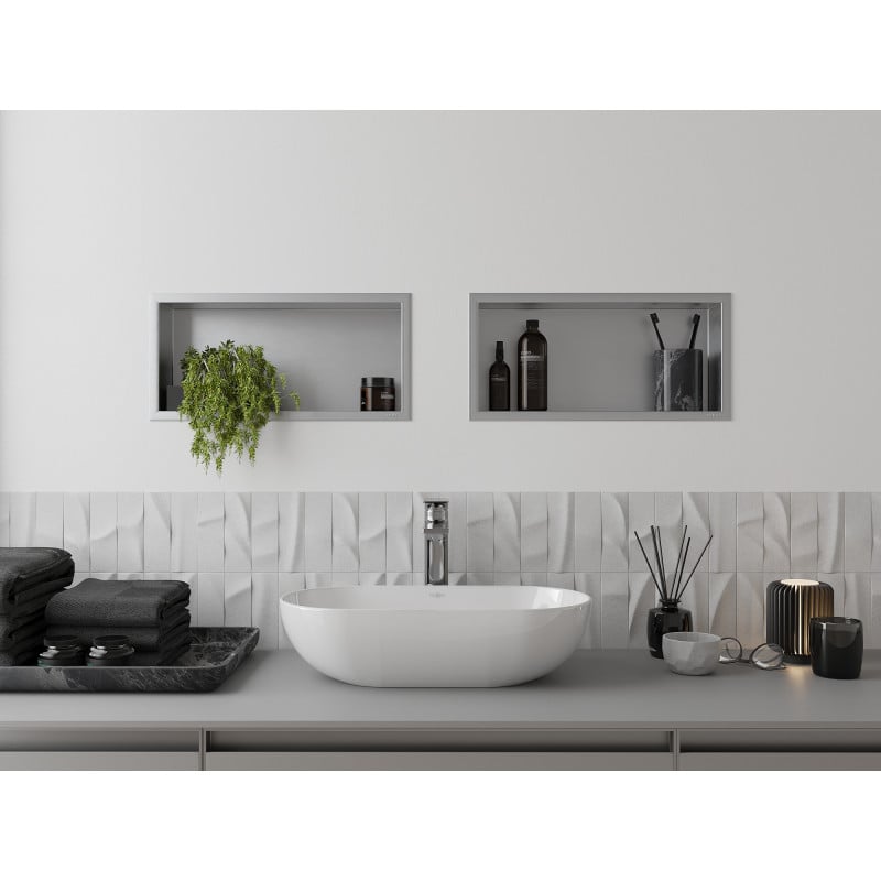 Mexen X-Wall-R étagère encastrée avec rebord 45 x 20 cm, inox - 1910452010