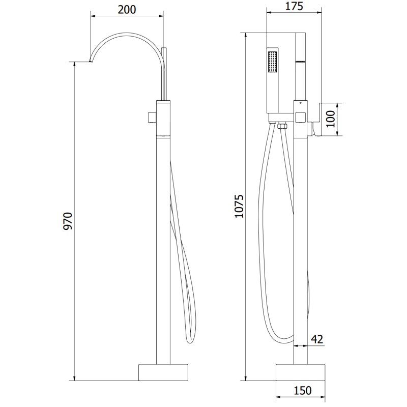 Mexen Veda robinet de baignoire autoportant, or - 75433-50
