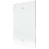 Paroi de baignoire 2 volets gauche Mexen Lunar 110 x 150 cm, transparent, blanc - 897-110-100-20-00-L