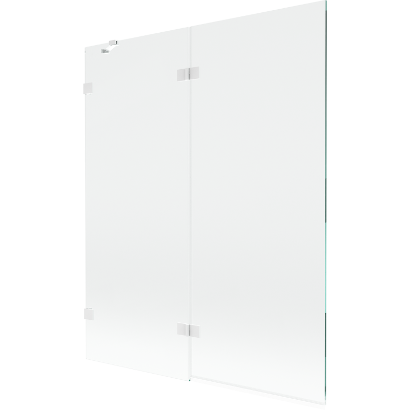 Paroi de baignoire 2 volets gauche 140 x 150 cm, transparent, blanc - 897-140-100-20-00-L