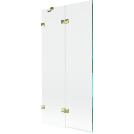 Mexen Lunar paroi de baignoire à 2 volets, gauche, 90 x 150 cm, transparent, doré - 897-090-100-50-00-L