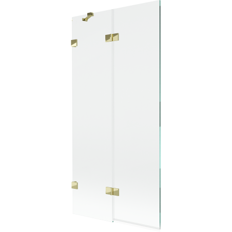 Paroi de baignoire 2 volets Mexen Lunar gauche 90 x 150 cm, transparent, doré - 897-090-100-50-00-L