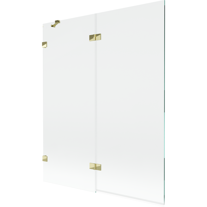 Paravent de baignoire Mexen Lunar 2 volets gauche 140 x 150 cm, transparent, doré - 897-140-100-50-00-L