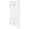 Mexen Lunar paravent de baignoire à 2 volets gauche 80 x 150 cm, transparent, doré brossé - 897-080-100-55-00-L