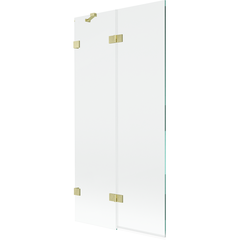 Paroi de baignoire à 2 volets gauche Mexen Lunar 90 x 150 cm, transparent, doré brossé - 897-090-100-55-00-L