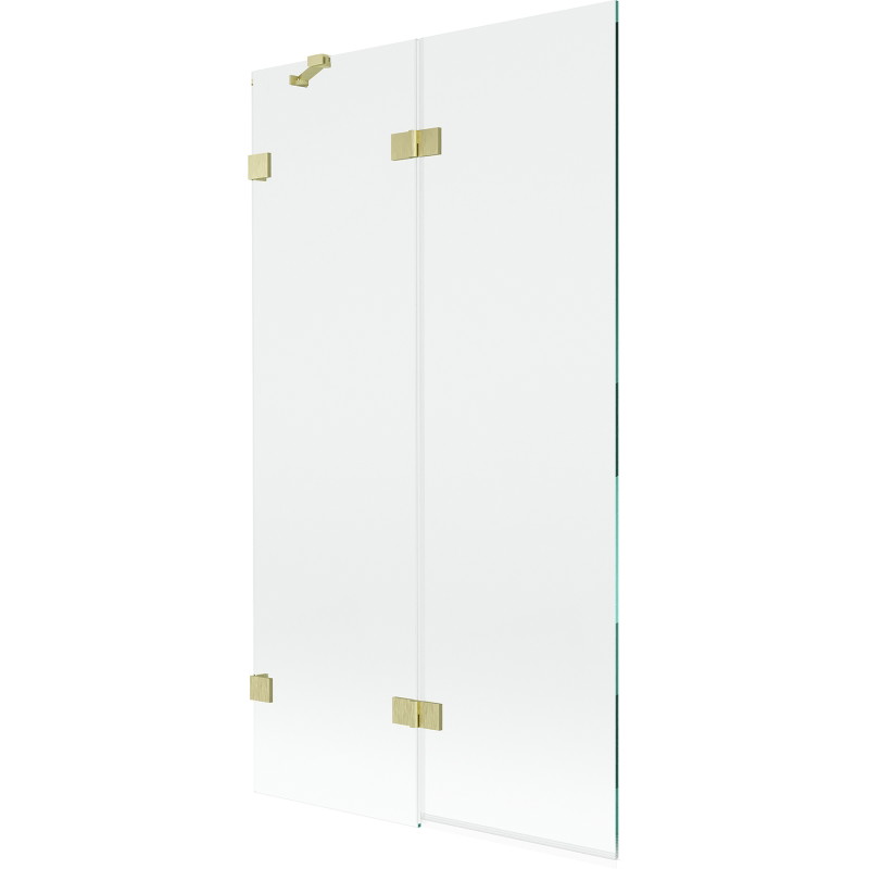 Mexen Lunar paroi de baignoire à 2 volets gauche 100 x 150 cm, transparent, or brossé - 897-100-100-55-00-L